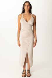 Khloe Femme Abito Lungo con Incrocio Sul Retro SABBIA