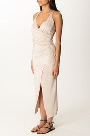 Khloe Femme Abito Lungo con Incrocio Sul Retro SABBIA