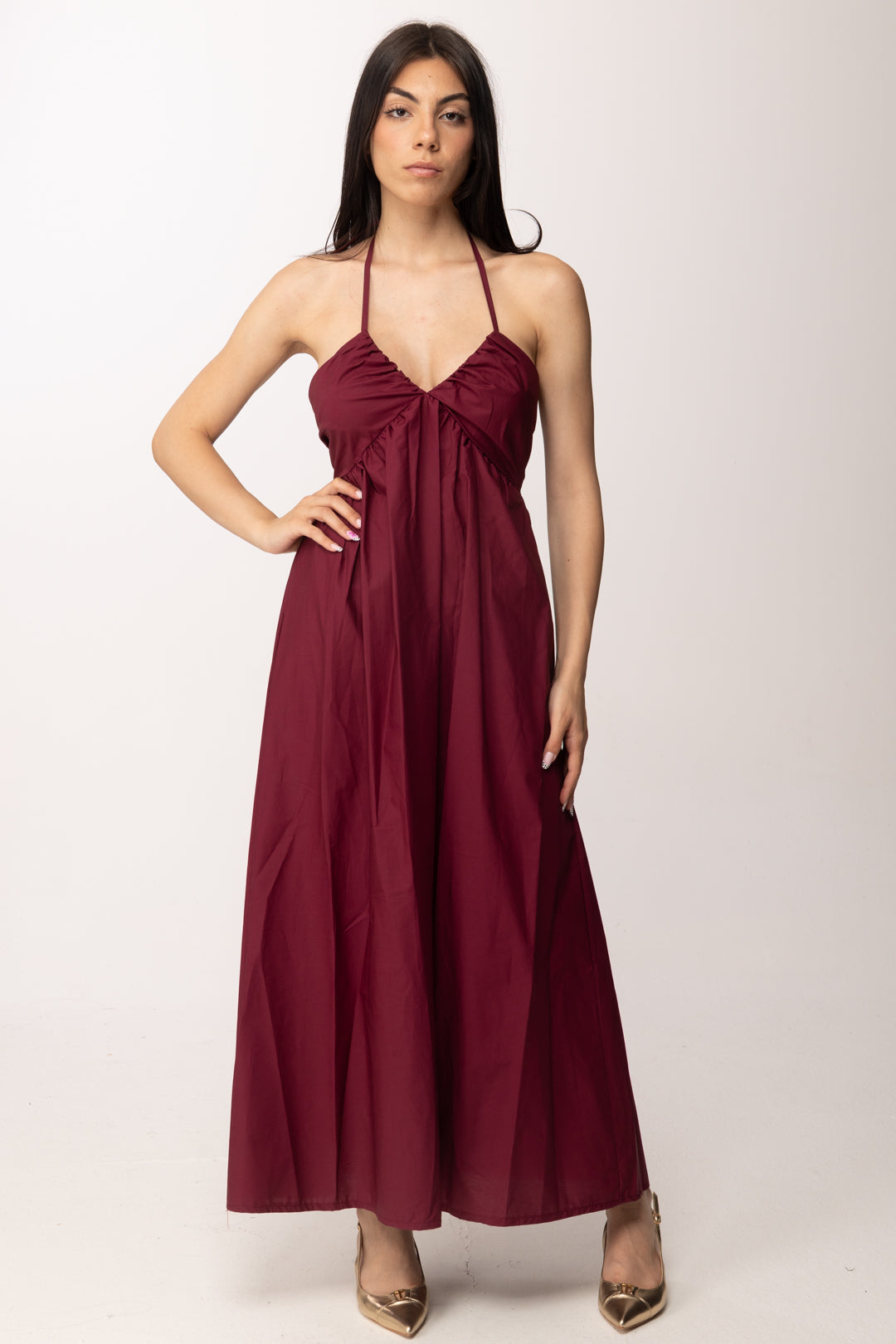 Khloe Femme Abito Lungo con Schiena Scoperta 25461 BORDEAUX