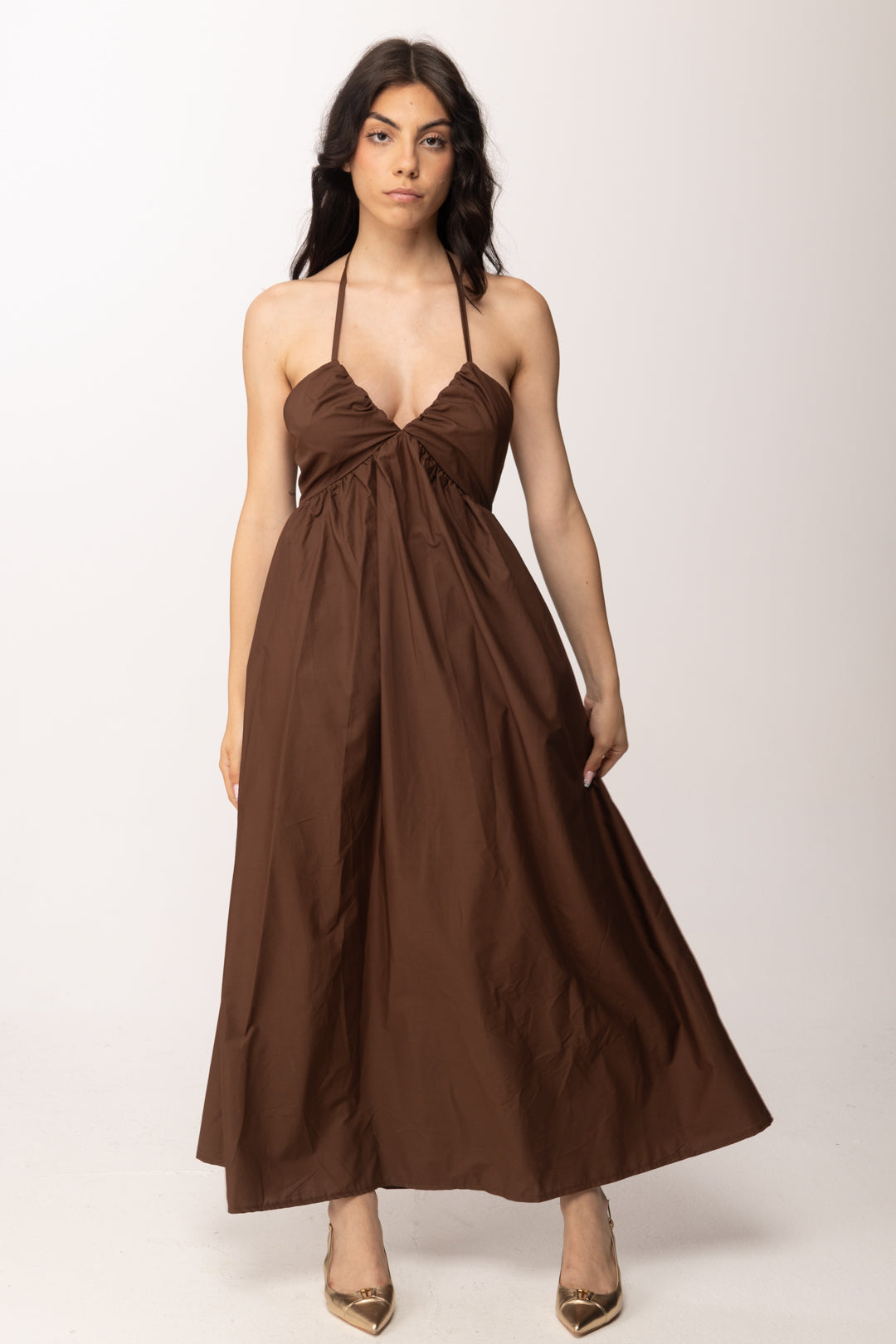 Khloe Femme Abito Lungo con Schiena Scoperta 25461 CACAO
