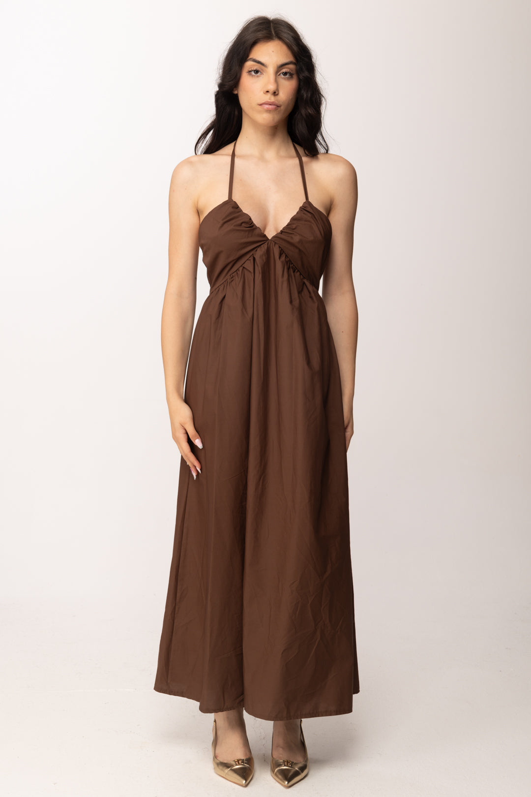 Khloe Femme Abito Lungo con Schiena Scoperta 25461 CACAO