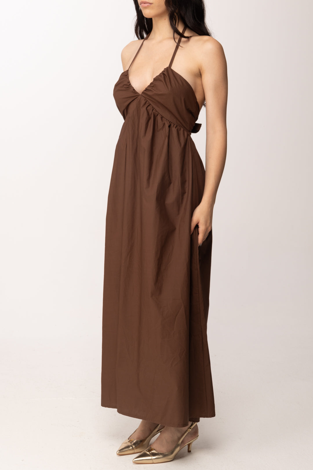 Khloe Femme Abito Lungo con Schiena Scoperta 25461 CACAO