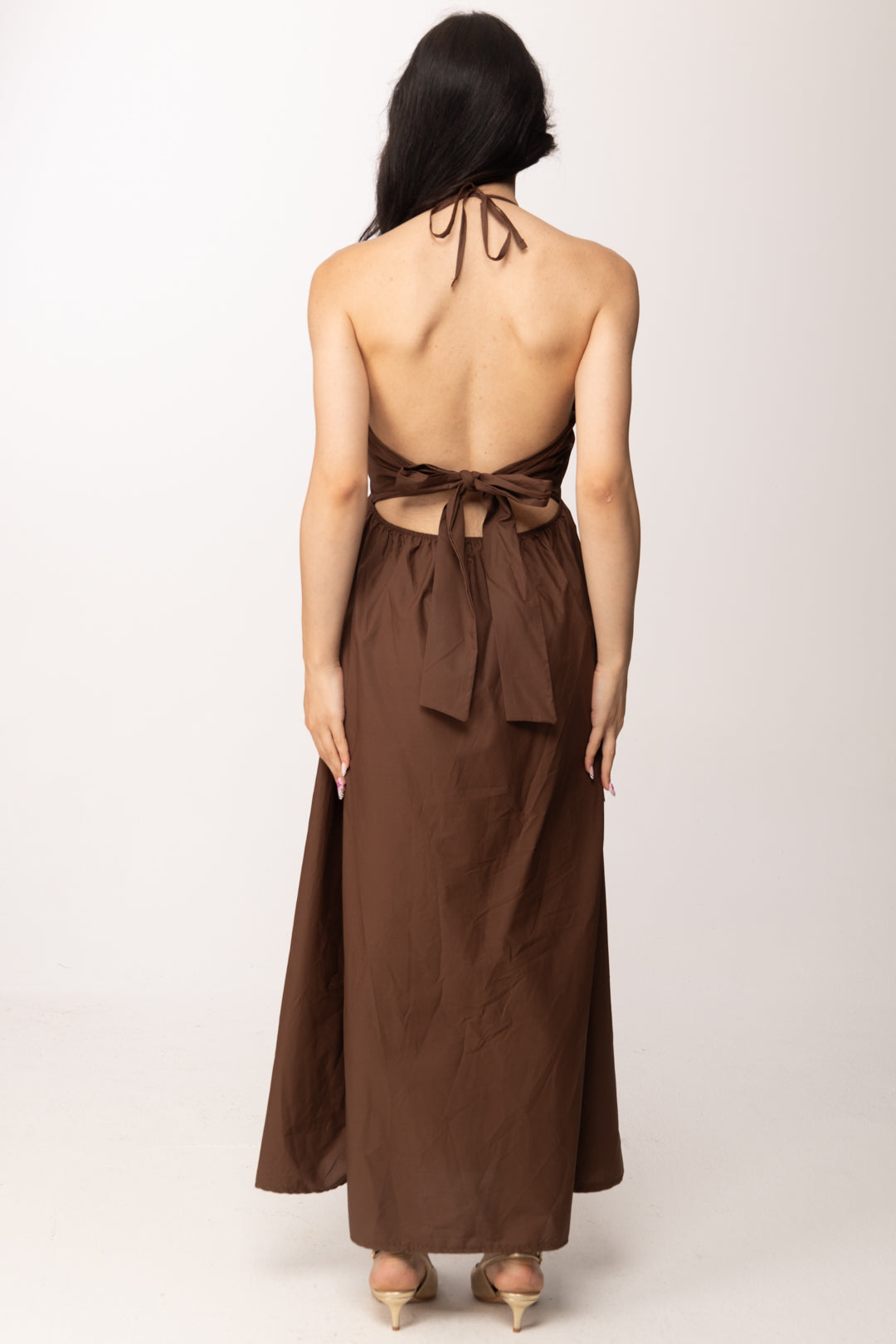 Khloe Femme Abito Lungo con Schiena Scoperta 25461 CACAO