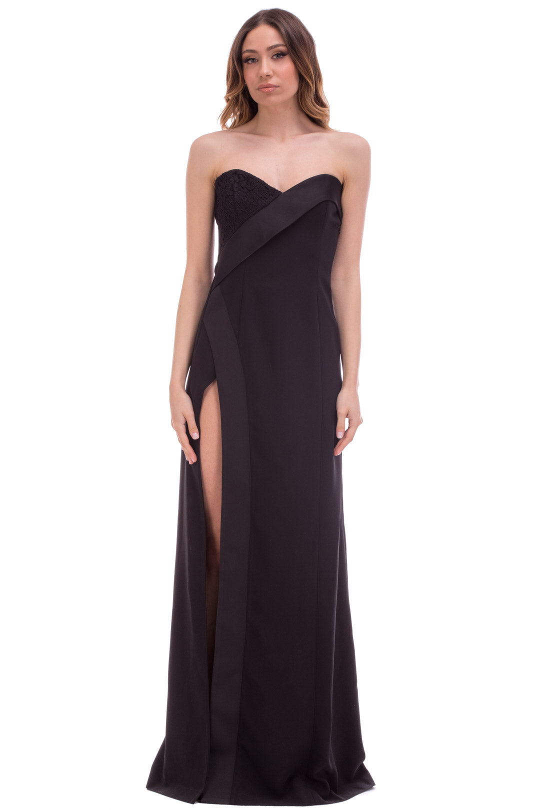 Pinko Woman Long Dress with Slit 1N13K4 A04E BLACK LIMOUSINE Khloefemme Pinko Woman Long Dress with Slit 1N13K4 A04E BLACK LIMOUSINE Khloefemme