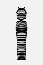 Akep Abito Lungo Cut-out Bicolor In Pizzo VSKD13206 BLACK/WHITE