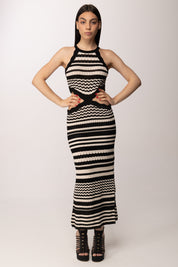 Akep Abito Lungo Cut-out Bicolor In Pizzo VSKD13206 BLACK/WHITE