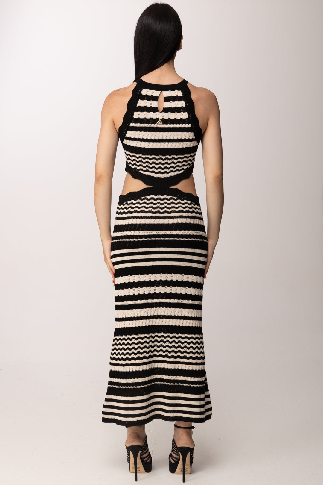 Akep Abito Lungo Cut-out Bicolor In Pizzo VSKD13206 BLACK/WHITE
