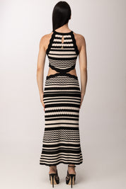 Akep Abito Lungo Cut-out Bicolor In Pizzo VSKD13206 BLACK/WHITE