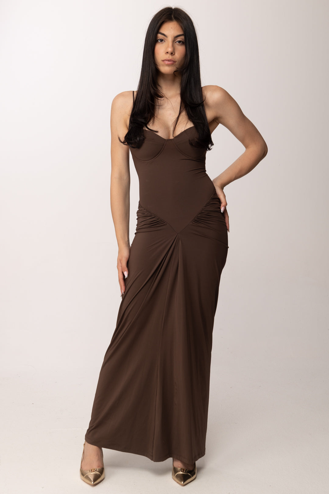 Imperial Abito Lungo Drappeggiato con Coppe Imperial AGDTLRP MORO