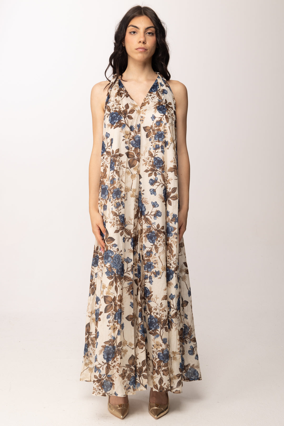 Khloe Femme Abito Lungo Flare con Stampa Fiori 26468 FANTASIA 1