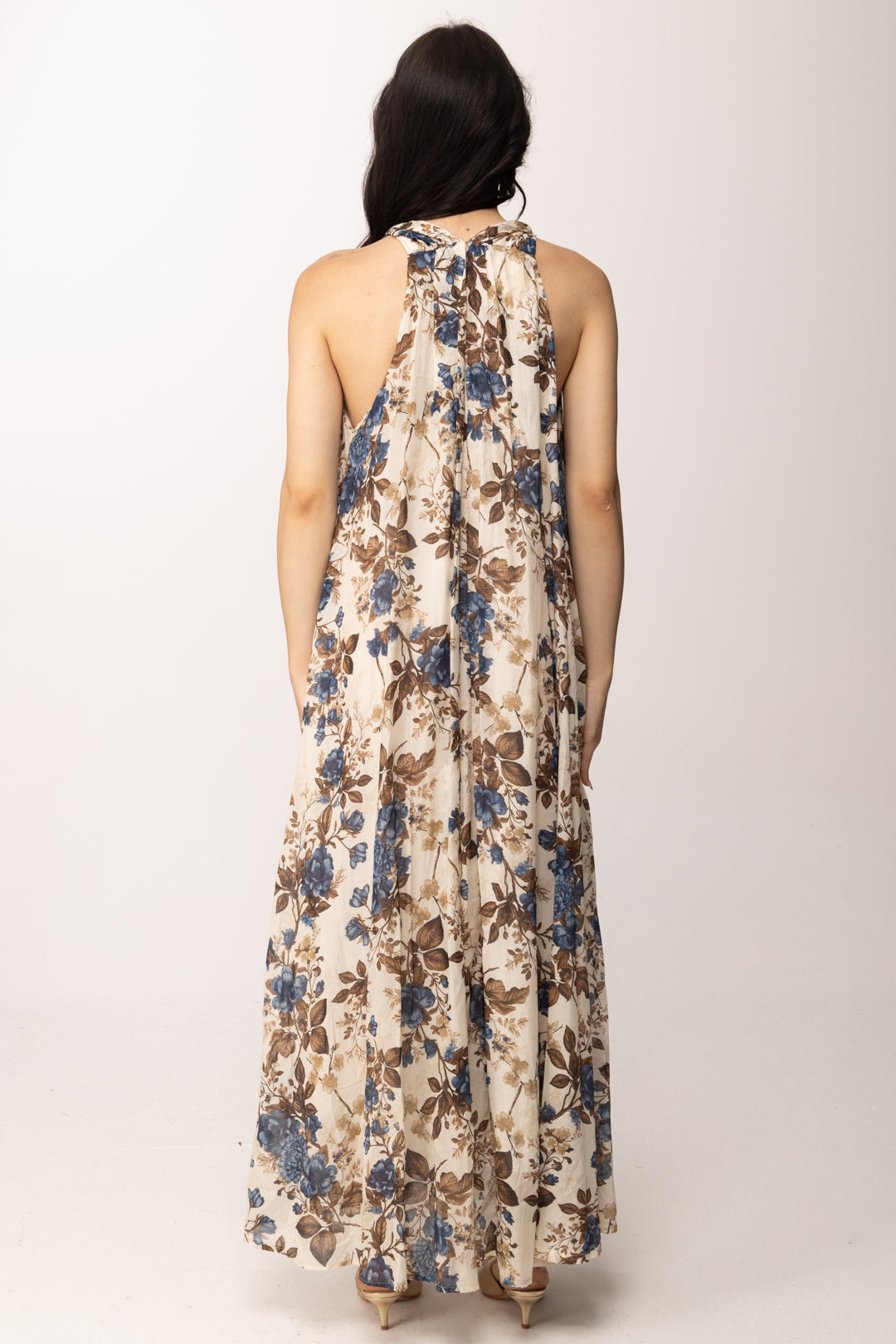 Khloe Femme Abito Lungo Flare con Stampa Fiori 26468 FANTASIA 1