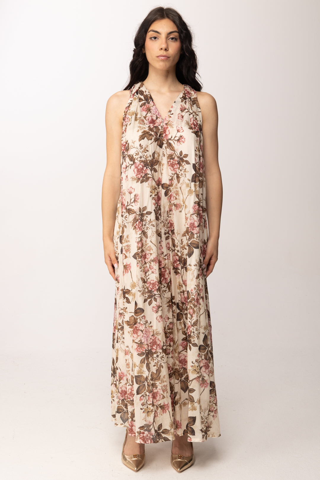 Khloe Femme Abito Lungo Flare con Stampa Fiori 26468 FANTASIA 2