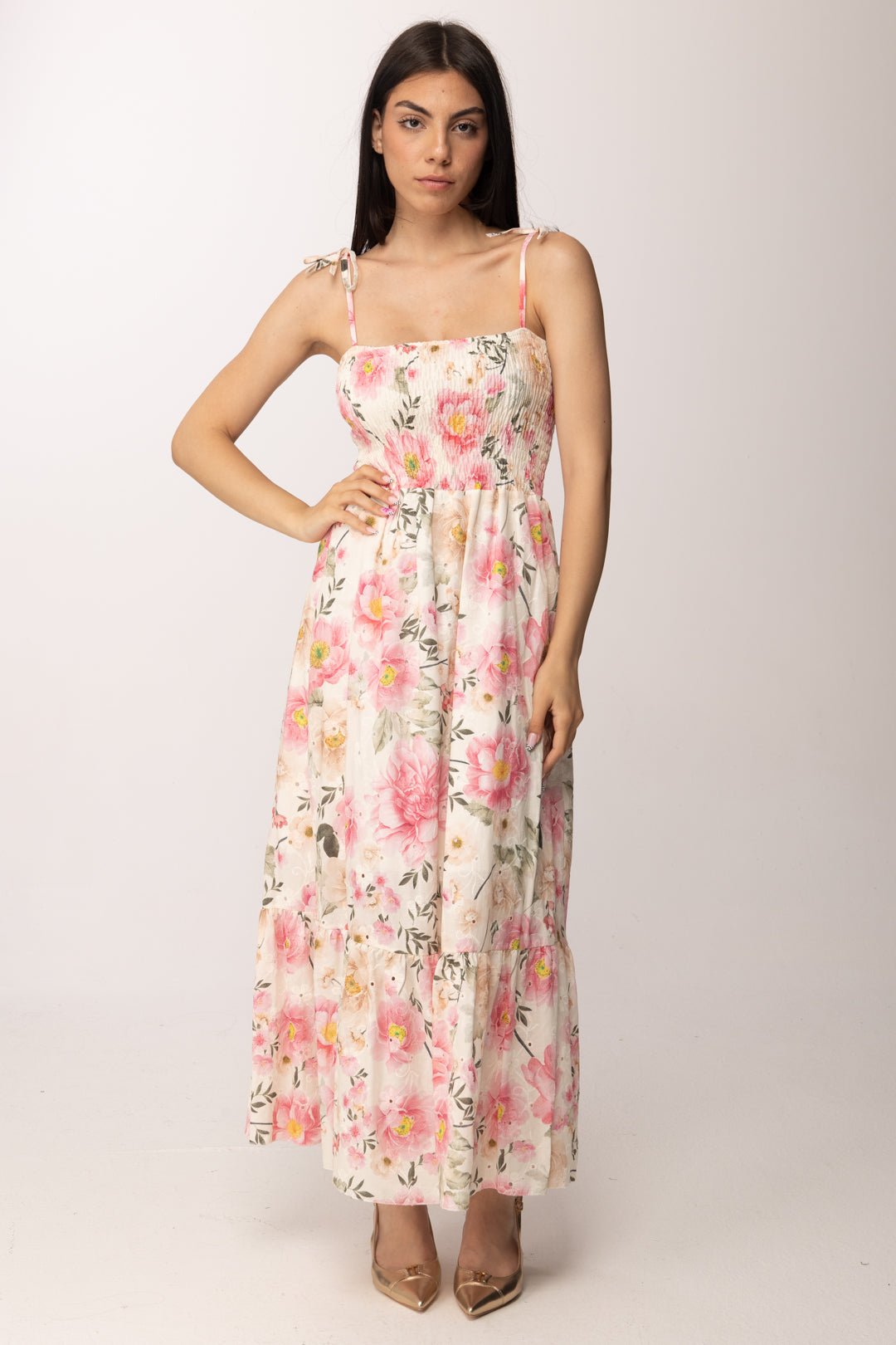Khloe Femme Abito Lungo Floreale con Spalline Sottili 21202 FANTASIA 1