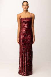 Aniye By Abito Lungo Full Paillettes con Spalline Sottili 181180 BURGUNDY