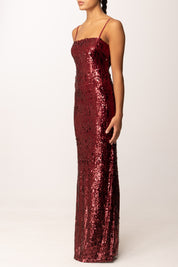 Aniye By Abito Lungo Full Paillettes con Spalline Sottili 181180 BURGUNDY