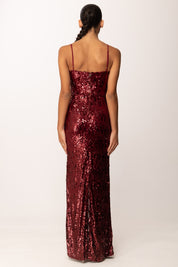 Aniye By Abito Lungo Full Paillettes con Spalline Sottili 181180 BURGUNDY