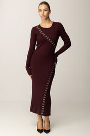 Patrizia Pepe Abito Lungo Glam Rock In Maglia 2A2960 K291 PURPLE RED