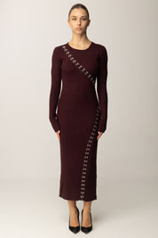 Patrizia Pepe Abito Lungo Glam Rock In Maglia 2A2960 K291 PURPLE RED