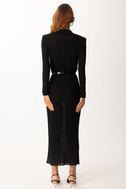 Elisabetta Franchi Abito Lungo In Filato Di Viscosa con Cintura AM17S56E2 NERO