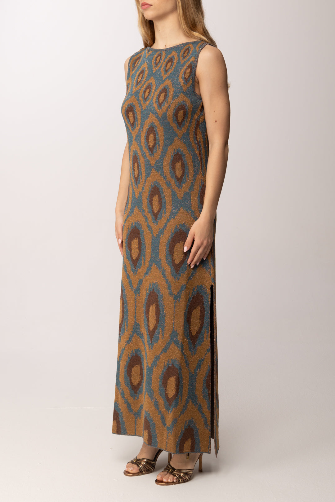 Akep Abito Lungo In Jacquard Peacock Eyes VSKD13058 BLUE