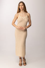 Twin-set Abito Lungo In Maglia a Rete 261AT3020 CASHEW