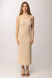 Twin-set Abito Lungo In Maglia a Rete 261AT3020 CASHEW