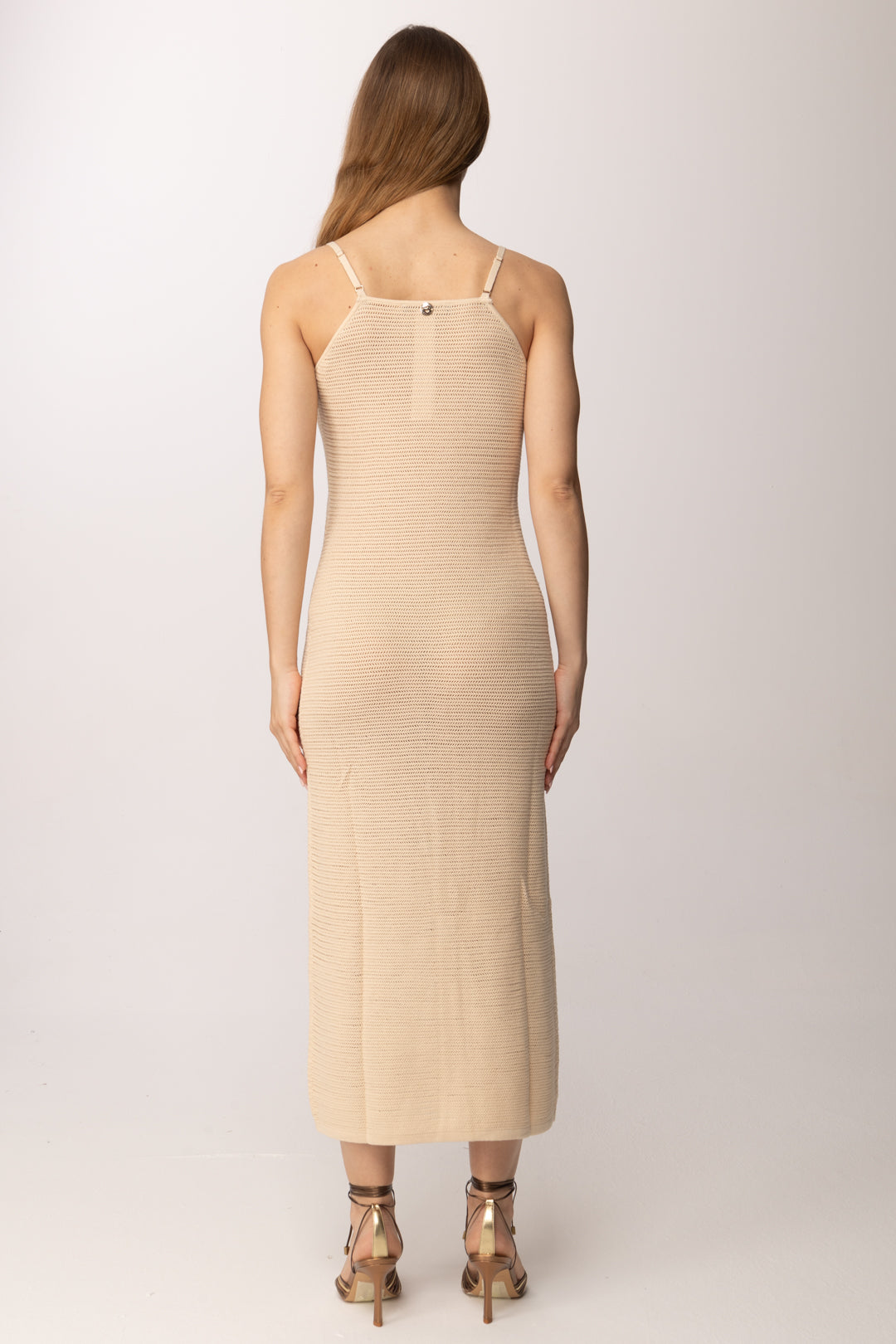 Twin-set Abito Lungo In Maglia a Rete 261AT3020 CASHEW