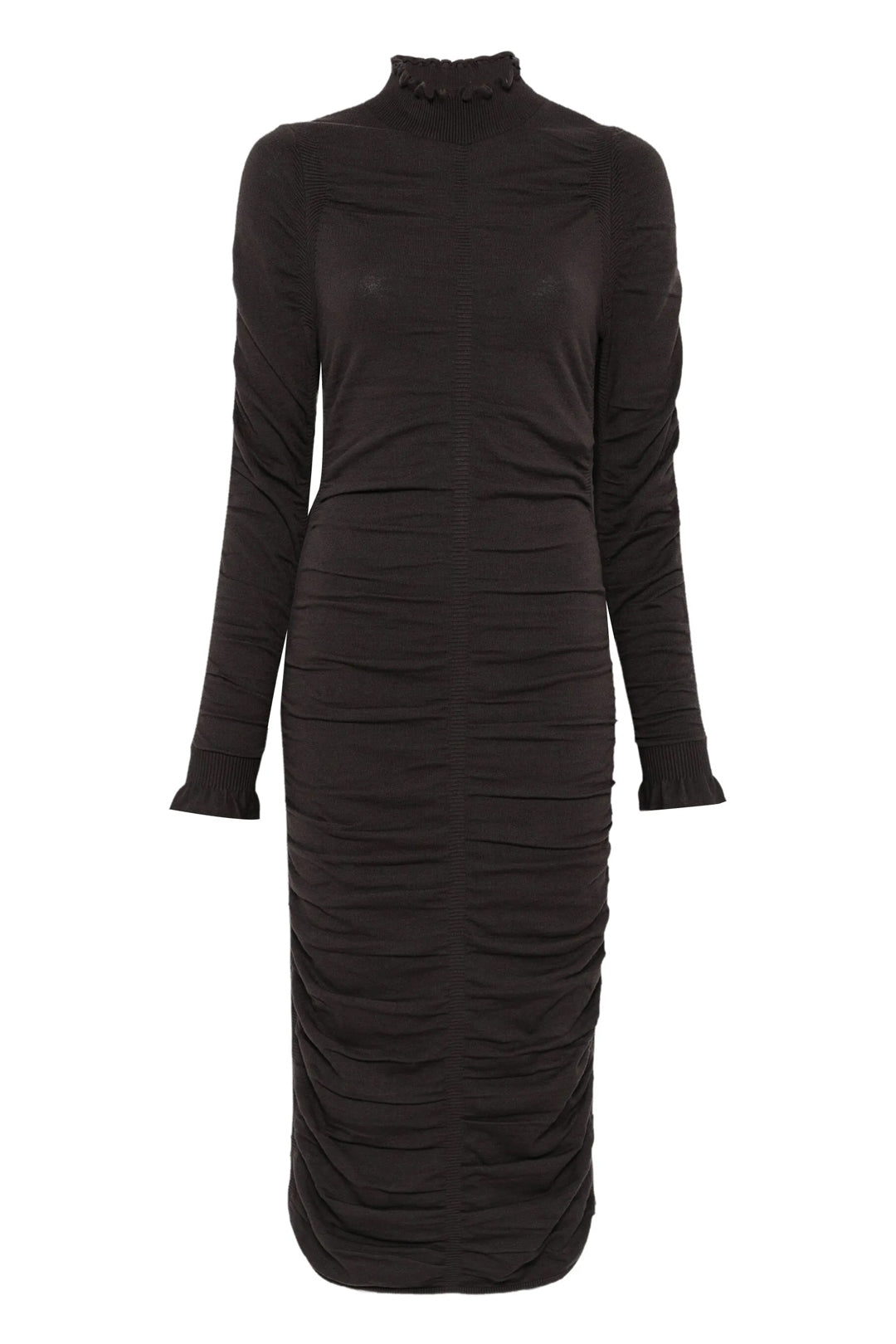 Twin-set Abito Lungo In Maglia con Arricciatura 252TT3152 BLACK CHOCOLATE