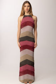 Akep Abito Lungo In Maglia con Chevron Multicolor VSKD13300 VARIANTE 2