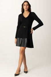 Twin-set Abito Lungo In Maglia con Cintura 242LI2XAA NERO