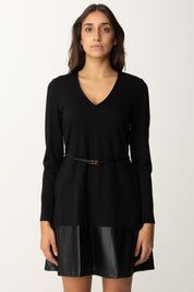 Twin-set Abito Lungo In Maglia con Cintura 242LI2XAA NERO