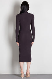 Elisabetta Franchi Abito Lungo In Maglia con Colletto Polo AM08B66E2 DARK CHOCOLATE