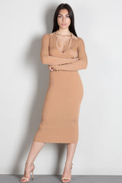 Elisabetta Franchi Abito Lungo In Maglia con Colletto Polo AM08B66E2 PELLE