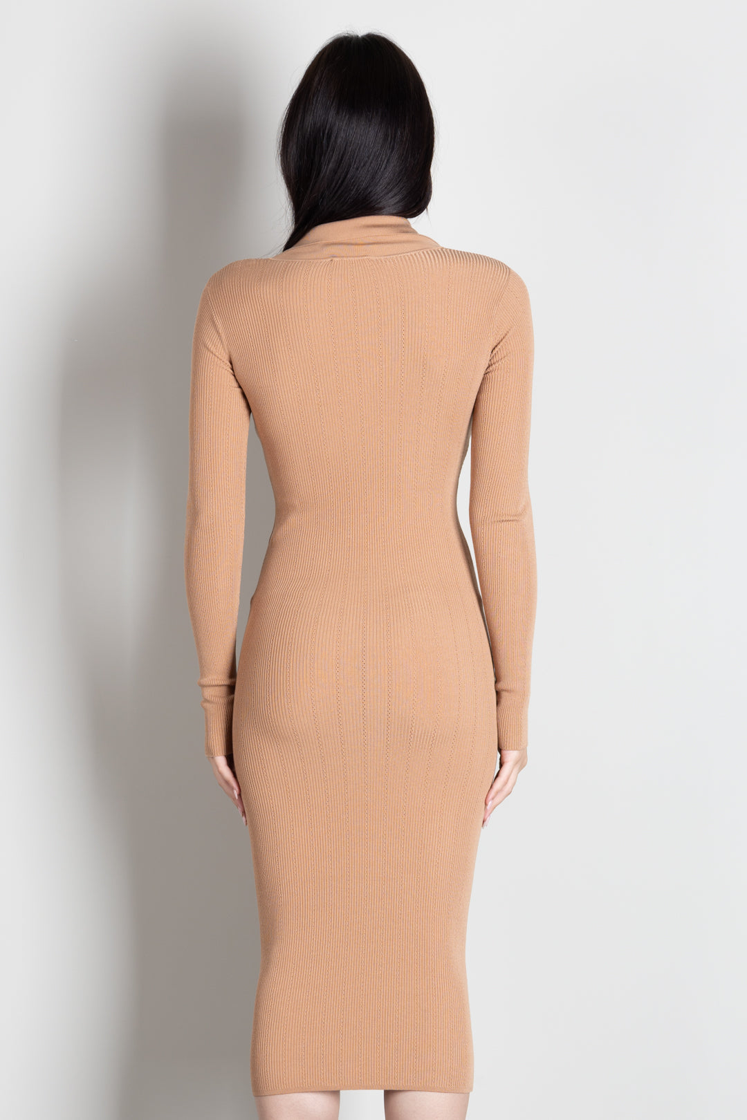 Elisabetta Franchi Abito Lungo In Maglia con Colletto Polo AM08B66E2 PELLE