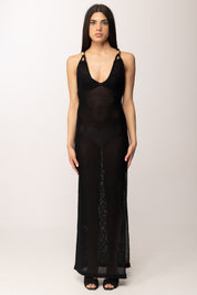 Elisabetta Franchi Abito Lungo In Maglia con Incroci Sul Retro AM48T63E2 NERO