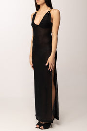 Elisabetta Franchi Abito Lungo In Maglia con Incroci Sul Retro AM48T63E2 NERO