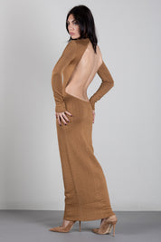 Elisabetta Franchi Abito Lungo In Maglia Jacquard con Schiena Scoperta AM31S67E2 DAINO