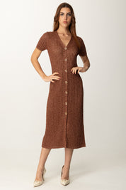 Twin-set Abito Lungo In Maglia Lurex 251TT3190 AMBER BROWN LUREX