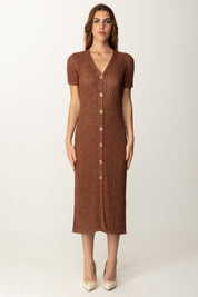 Twin-set Abito Lungo In Maglia Lurex 251TT3190 AMBER BROWN LUREX