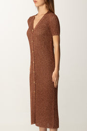 Twin-set Abito Lungo In Maglia Lurex 251TT3190 AMBER BROWN LUREX