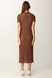Twin-set Abito Lungo In Maglia Lurex 251TT3190 AMBER BROWN LUREX