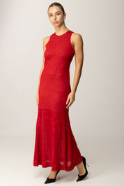 Twin-set Abito Lungo In Maglia Traforata 252TP3382 ROSSO VENEZIANO