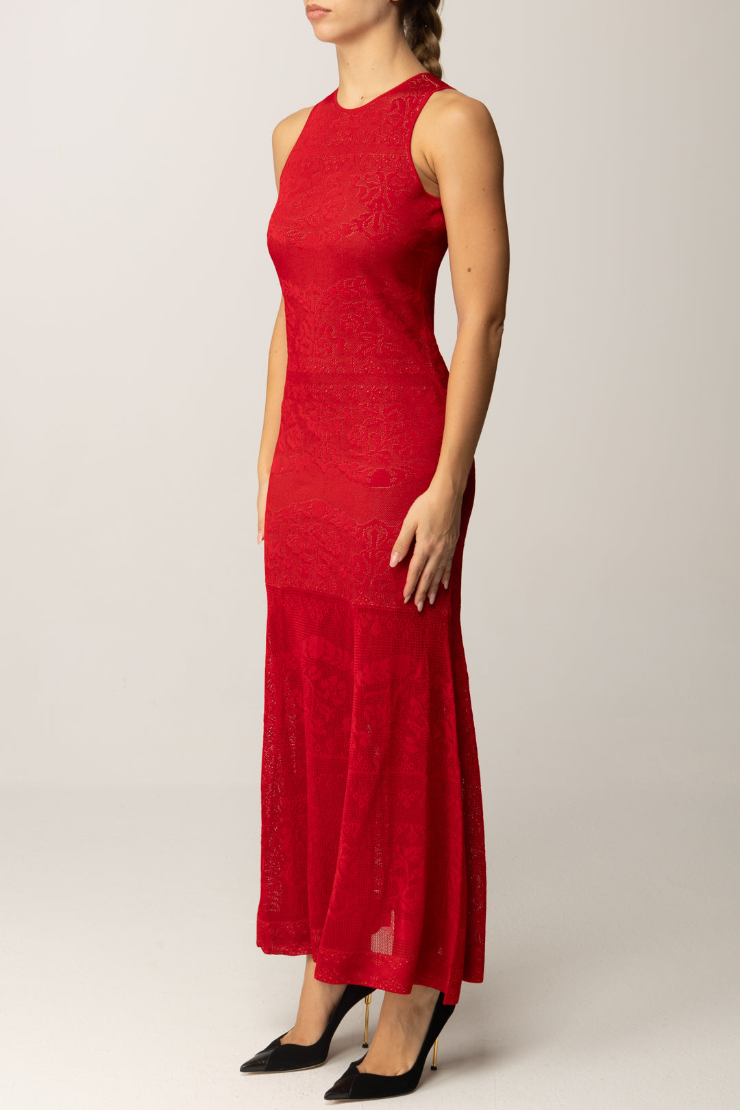 Twin-set Abito Lungo In Maglia Traforata 252TP3382 ROSSO VENEZIANO