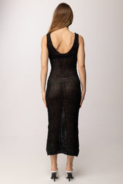 Akep Abito Lungo In Maglia Traforata con Paillettes VSKD13037 NERO