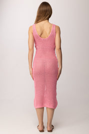 Akep Abito Lungo In Maglia Traforata con Paillettes VSKD13037 ROSA