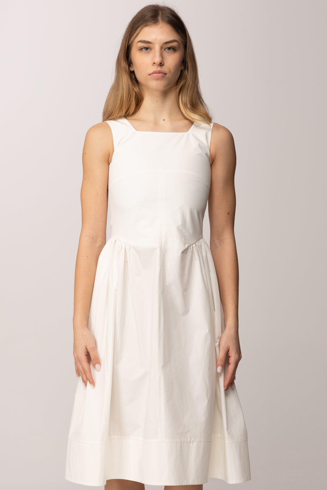 Elisabetta Franchi Bambina Abito Lungo In Popeline con Arricciature Sui Fianchi EFAB6640CA235.0004