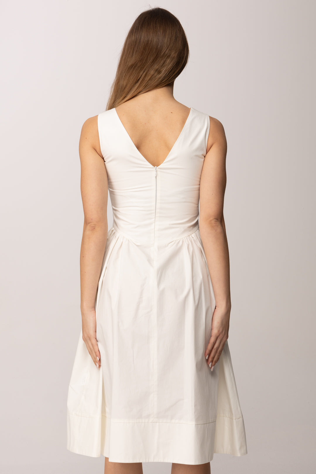 Elisabetta Franchi Bambina Abito Lungo In Popeline con Arricciature Sui Fianchi EFAB6640CA235.0004