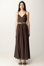 Twin-set Abito Lungo In Popeline con Cintura 251TT2100 COFFEE