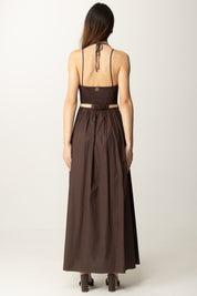 Twin-set Abito Lungo In Popeline con Cintura 251TT2100 COFFEE