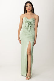 Gaëlle Paris Abito Lungo In Satin GAABW00684 VERDE SALVIA